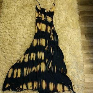 Surplice tie dye boho indigo wrap dress